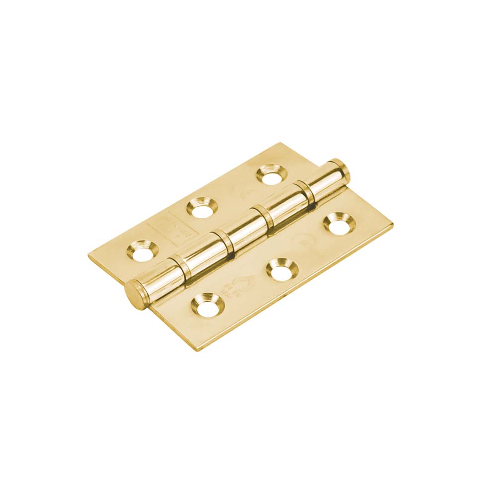 Eclipse Stainless Steel Washered Hinge 3 Inch (76mm x 51mm x 2mm) - Polished Brass (Sold in Pairs)